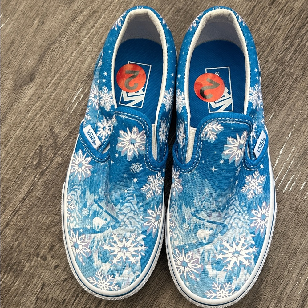NEW! Vans OTW Winter Snowflakes polar bear girls loafers size 2 youth